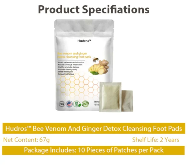 Hudro™ Bee Venom And Ginger Detox Cleasing Foot Pads